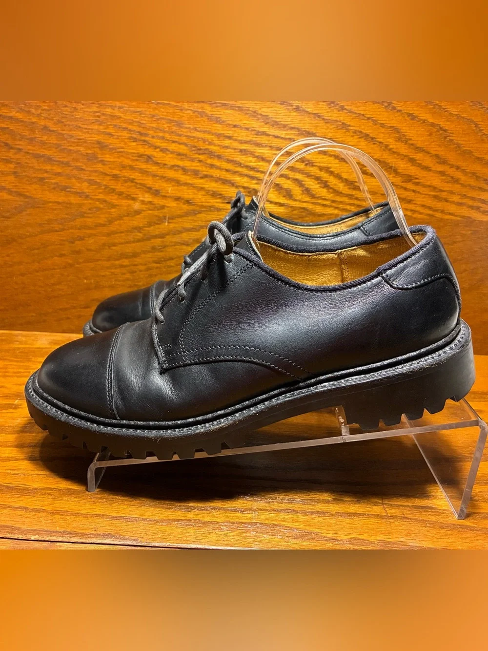 J.Crew Lug Sole Cap Toe Oxford Derby Shoes Black Leather Mexico Made Men’s 8
